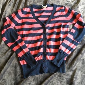 Downeast Basics Navy and Pink Cardigan